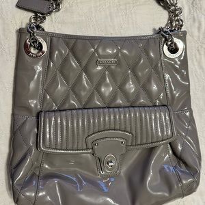Coach Liquid Gloss Slim Tote Handbag Silver/Gray